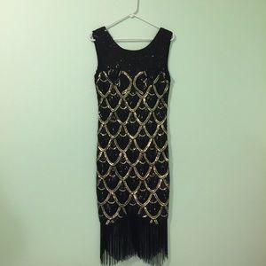 1920’s Flapper Black and Gold Dress